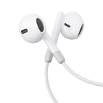 JOYROOM 3.5mm Wired Earphones, 14.2mm Drivers, 3-Button Remote with Mic, Half In-Ear, 1.2m TPE Cable White | JR-EW01