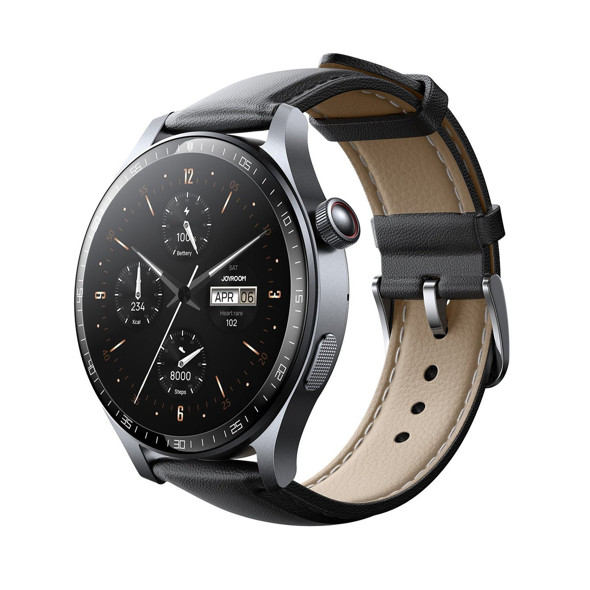 JOYROOM® Classic Bluetooth Calling Smart Watch, 48mm Round, 1.46" HD Display, Bluetooth 5.4, Call Noise Reduction, 120 Sports Modes, 1ATM | JR-FC2 Pro - متجر نصر