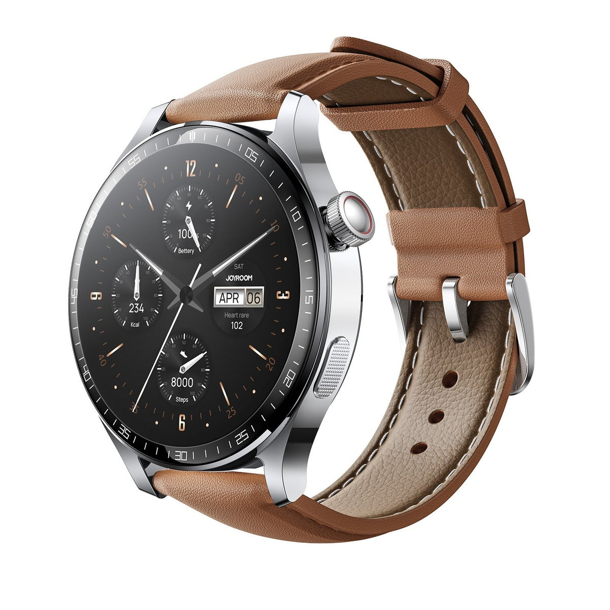 JOYROOM® Classic Bluetooth Calling Smart Watch, 48mm Round, 1.46" HD Display, Bluetooth 5.4, Call Noise Reduction, 120 Sports Modes, 1ATM | JR-FC2 Pro - متجر نصر