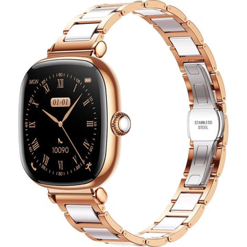 JOYROOM Starlight Bluetooth Calling Smart Watch, 1.7" AMOLED 1000 Nits, Ceramic-Metal Bracelet + Silicone Strap, Bluetooth 5.4, 1ATM Gold | JR-FS1