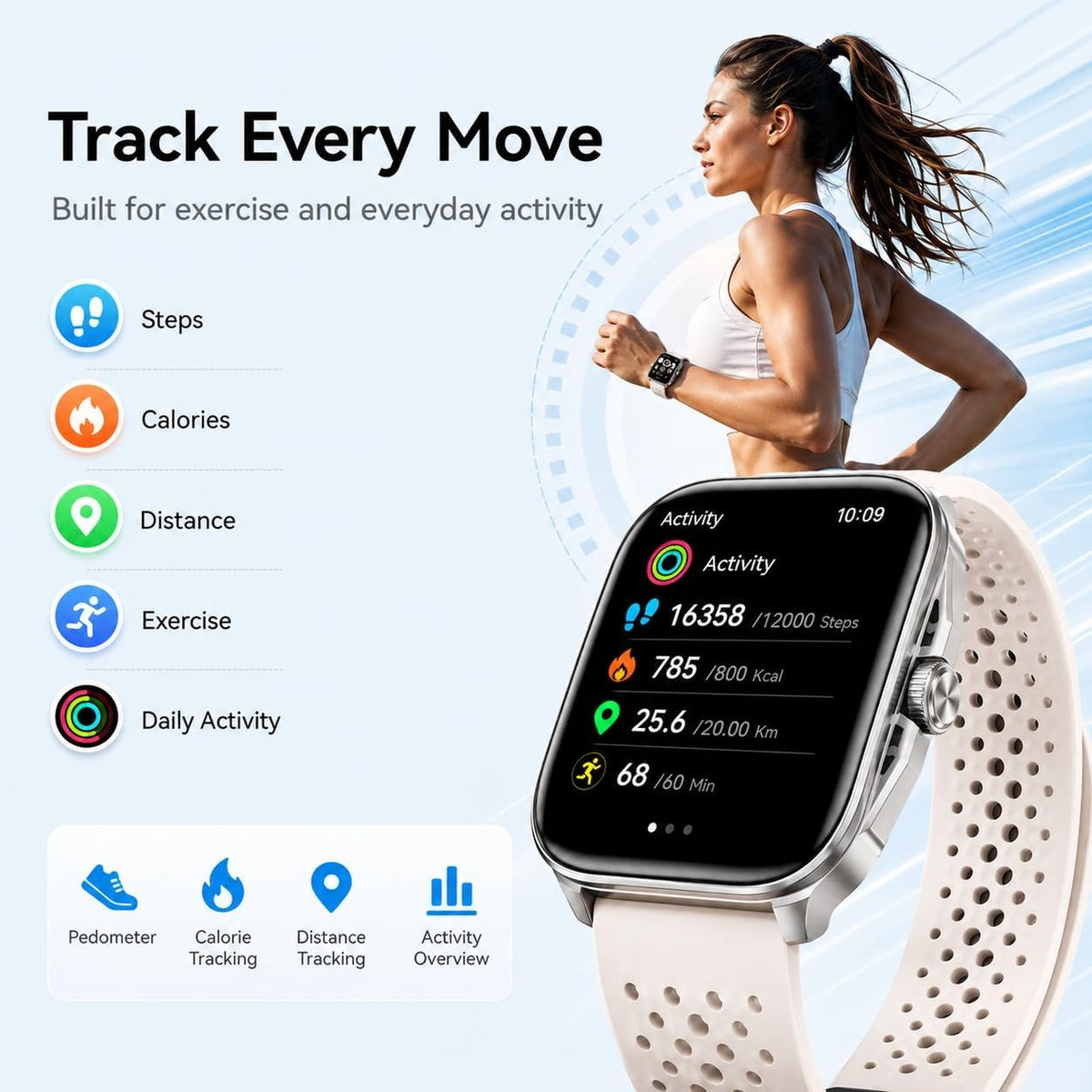 ساعة JOYROOM Fit-life الذكية مع خاصية الاتصال عبر Bluetooth، شاشة AMOLED منحنية مقاس 2.06"، 60Hz، Bluetooth 5.4، 1ATM | JR-FT6 Pro - متجر نصر