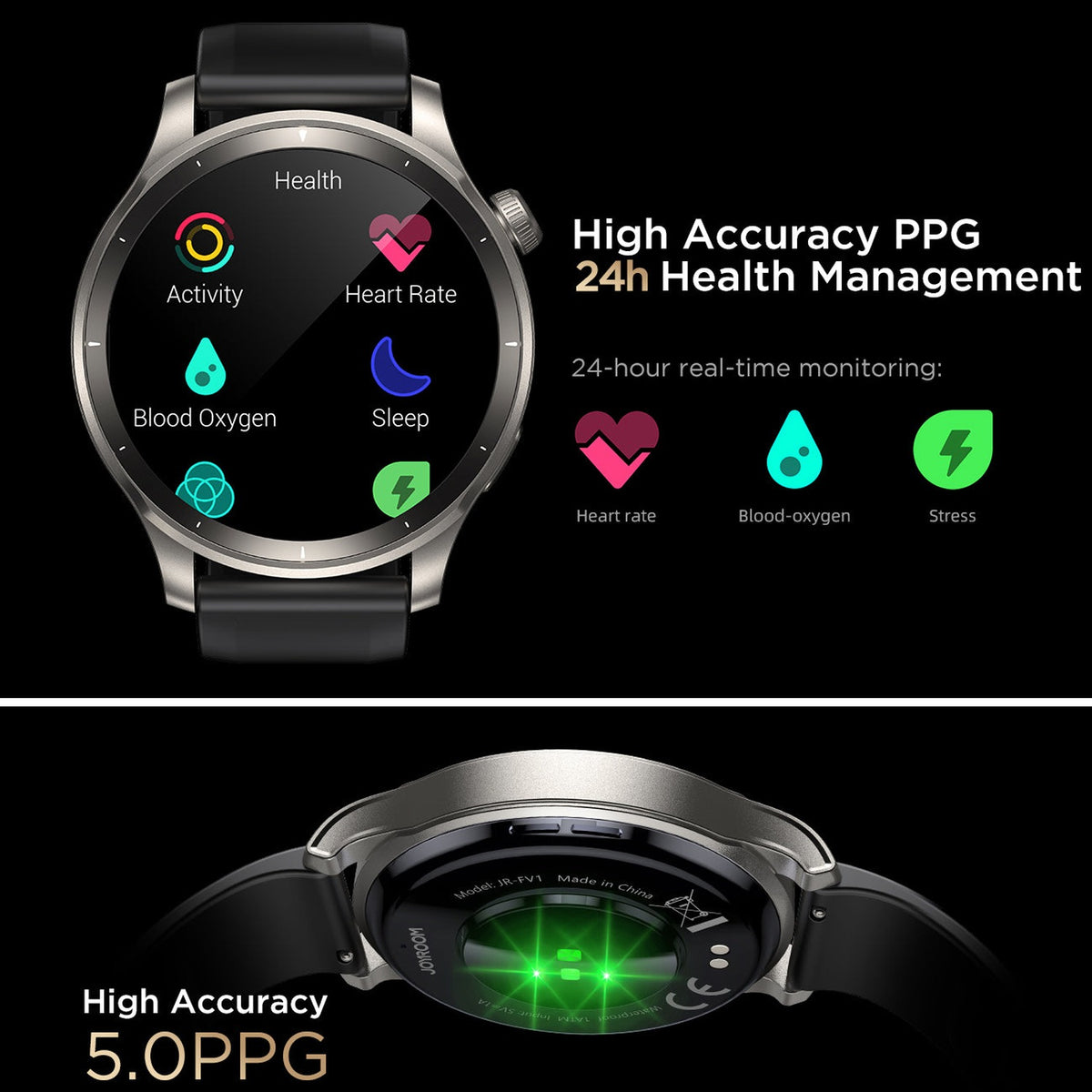 JOYROOM® Venture Bluetooth Calling Smart Watch, 1.43" AMOLED 466x466, Always-On Display, Bluetooth 5.3, 110+ Sports Modes, 1ATM, 20 Days Battery Sunset Grey | JR-FV1 - متجر نصر