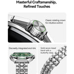 JOYROOM Venture Bluetooth Calling Smart Watch, 1.43" AMOLED, Ceramic Bezel, Stainless Steel Bracelet + Silicone Strap, 5ATM, 18-20 Days Battery Green | JR-FV2 Pro