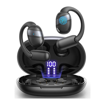 JOYROOM Openfree Open-Ear Wireless Headphones, Ear-Hook Sports Design, 16mm Driver, Bluetooth 5.4, 50H with Case, IPX4 Black | JR-OE4