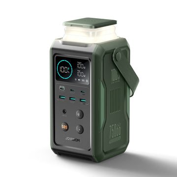 JOYROOM 100W Super Capacity Power Bank 75000mAh (240Wh), 3x USB-C + 3x USB-A, Retractable Camping Light, SOS, Digital Display Olive Green | JR-PBF10