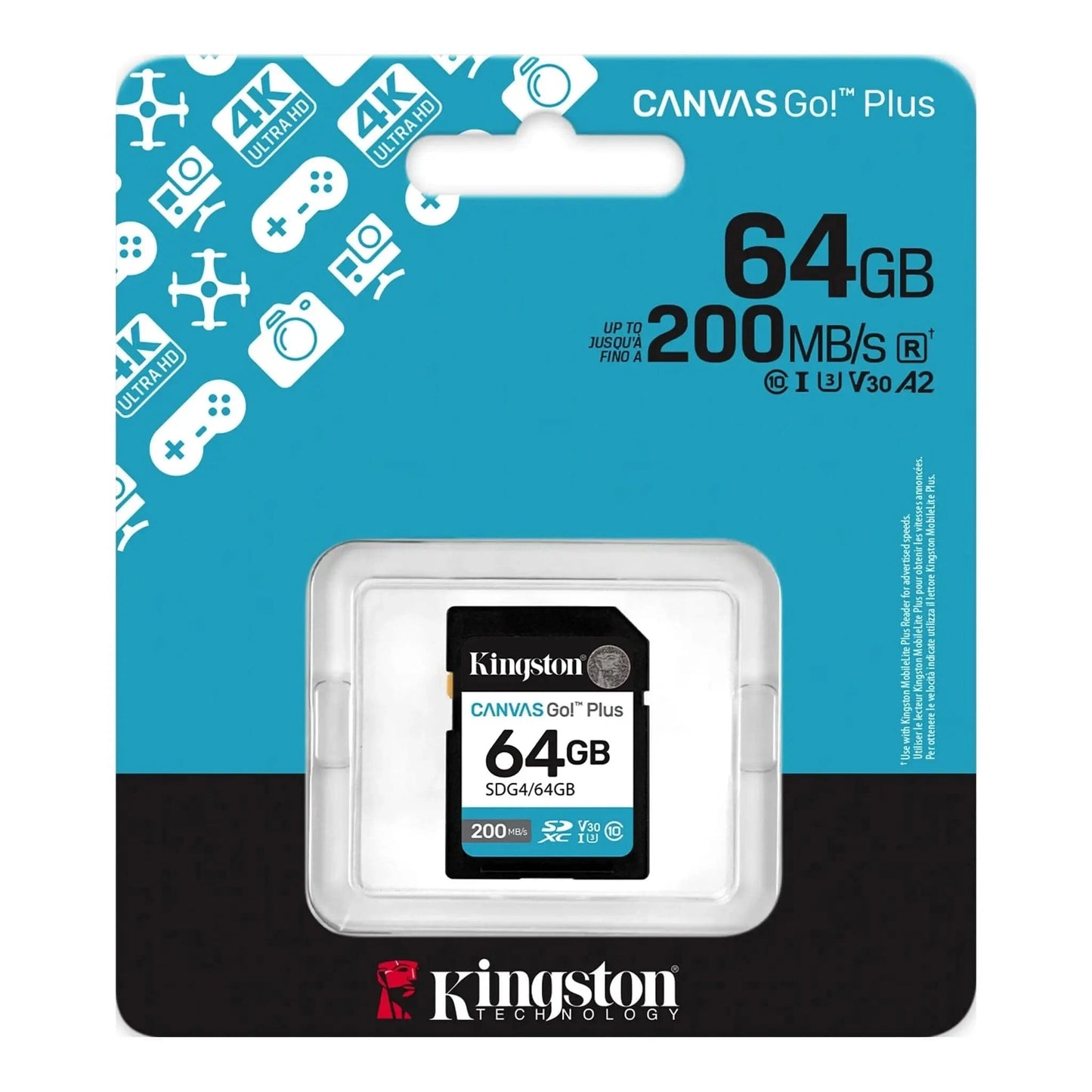 Kingston Canvas Go! Plus 64GB SD Card 200MB/s U3 V30 - متجر نصر