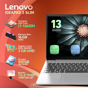 Lenovo Laptops Lenovo IdeaPad Slim 3 | i7 13th Gen | 16GB RAM | 512GB SSD