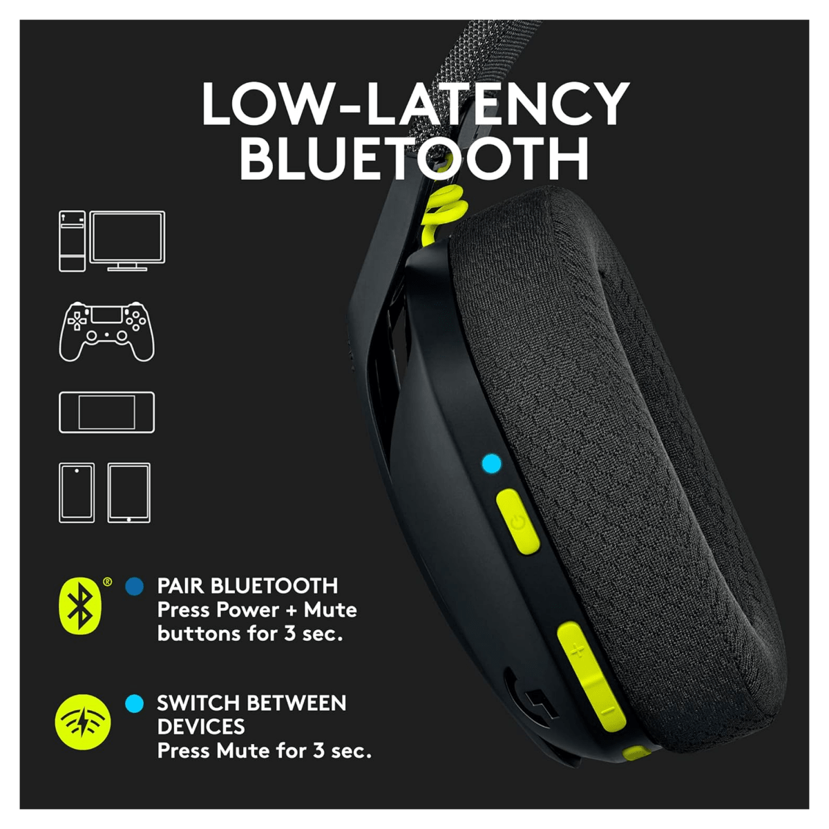 سماعة الألعاب اللاسلكية ​​فوق الأذن Logitech G435 LightSpeed - متجر نصر
