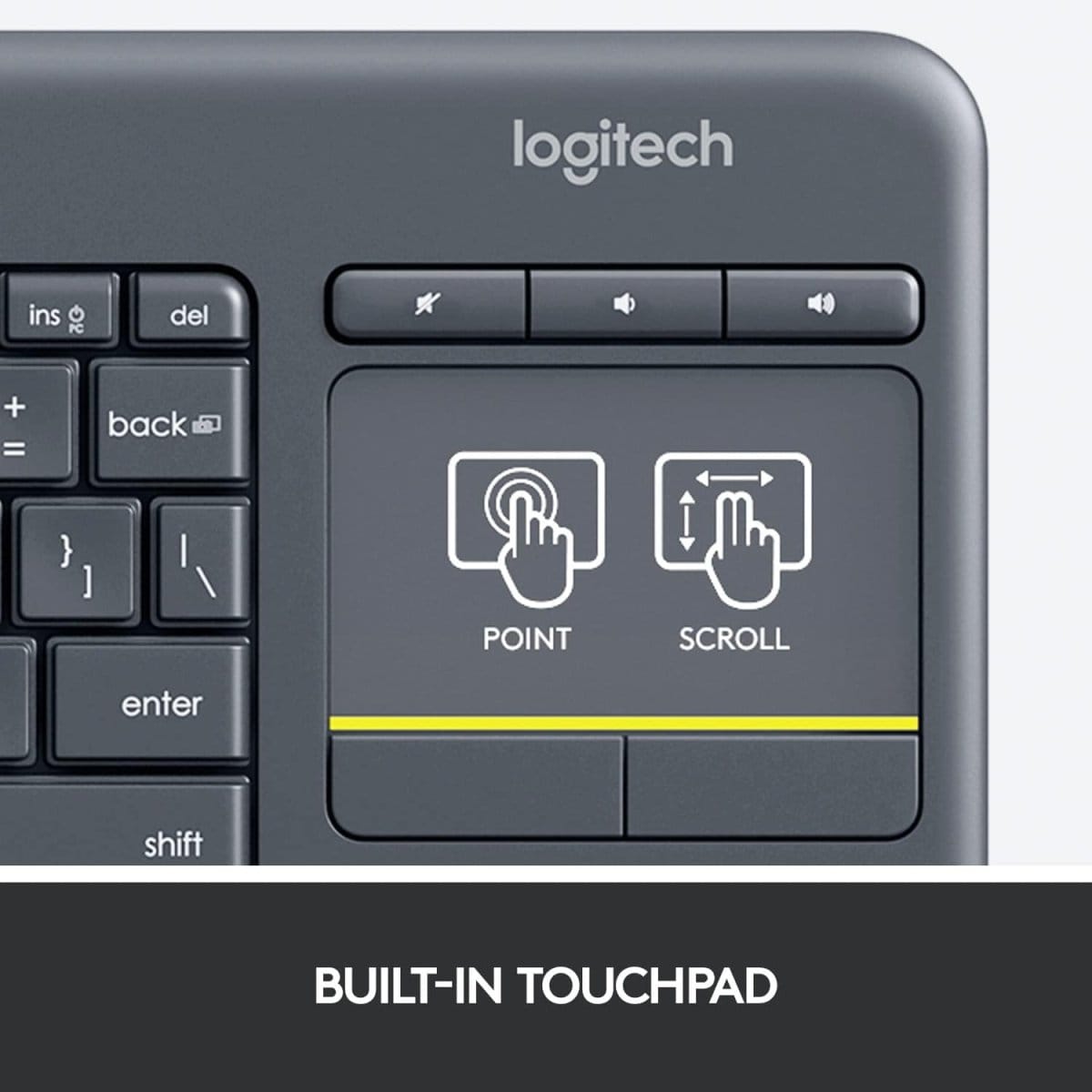 لوحة مفاتيح  اللاسلكية التي تعمل باللمس Logitech K400 - متجر نصر