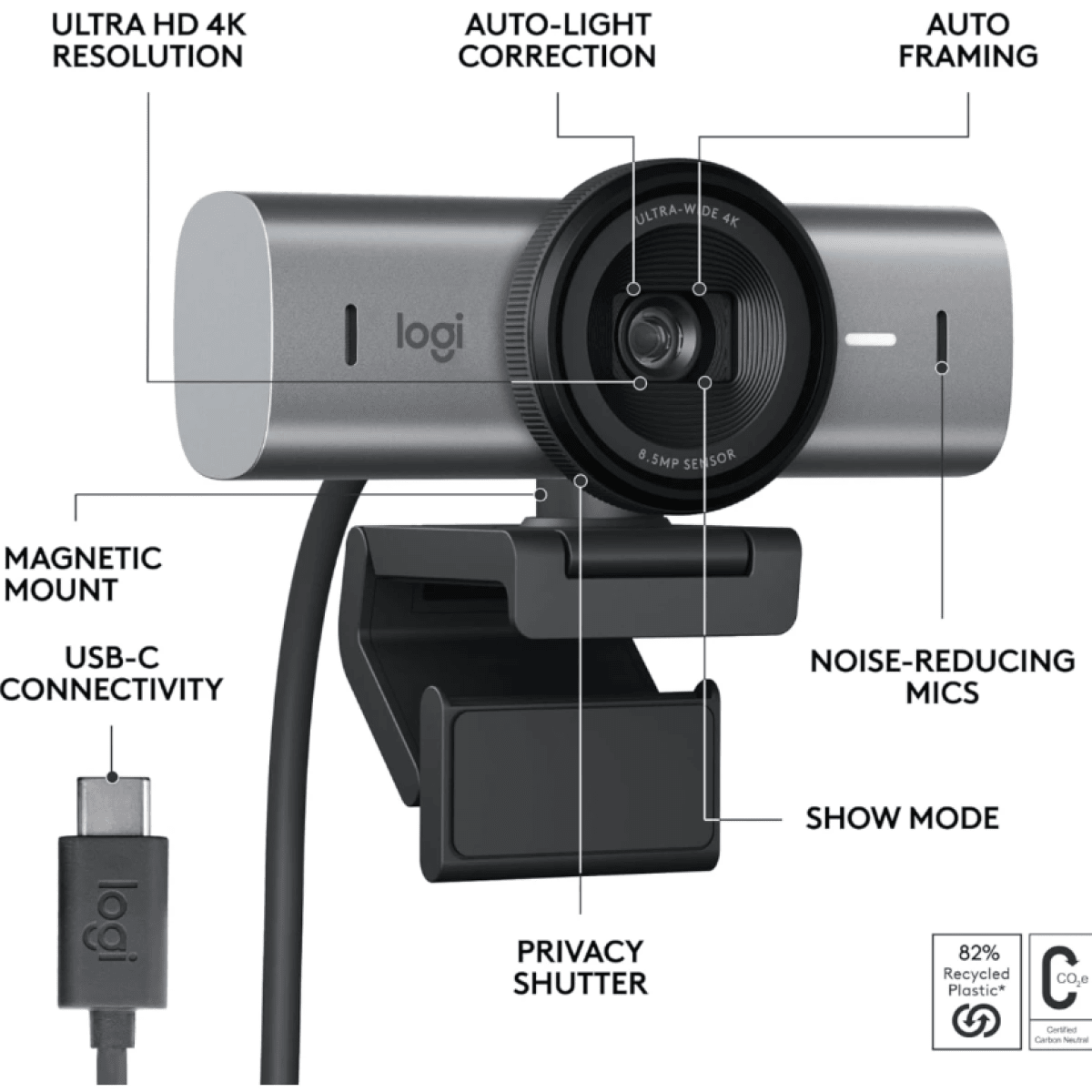 كاميرا ويب للبث المباشر Logitech MX Brio Ultra HD 4K - متجر نصر