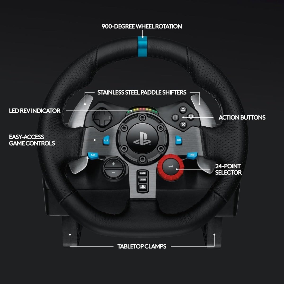 عجلة القيادة ودواسات الأرضية Logitech G29 Driving Force Racing Wheel  - متجر نصر