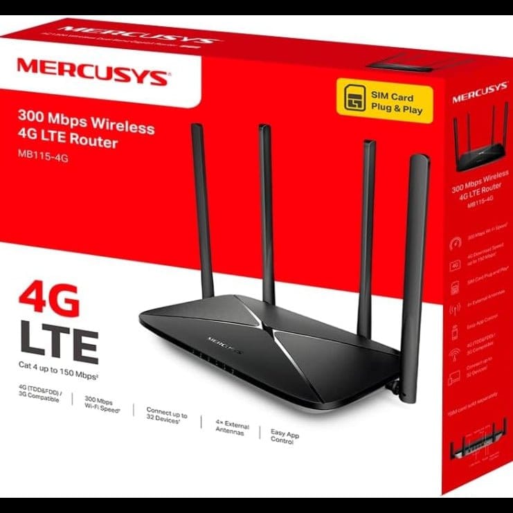 Mercusys MB115-4G | 300 Mbps Wireless N 4G LTE Router - متجر نصر