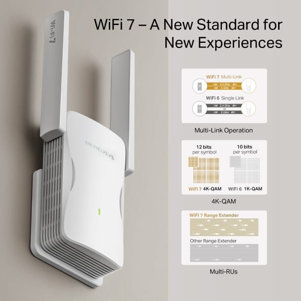MERCUSYS ME25BE V2 BE3600 Wi-Fi 7 Range Extender | 3.6Gbps Dual-Band - متجر نصر