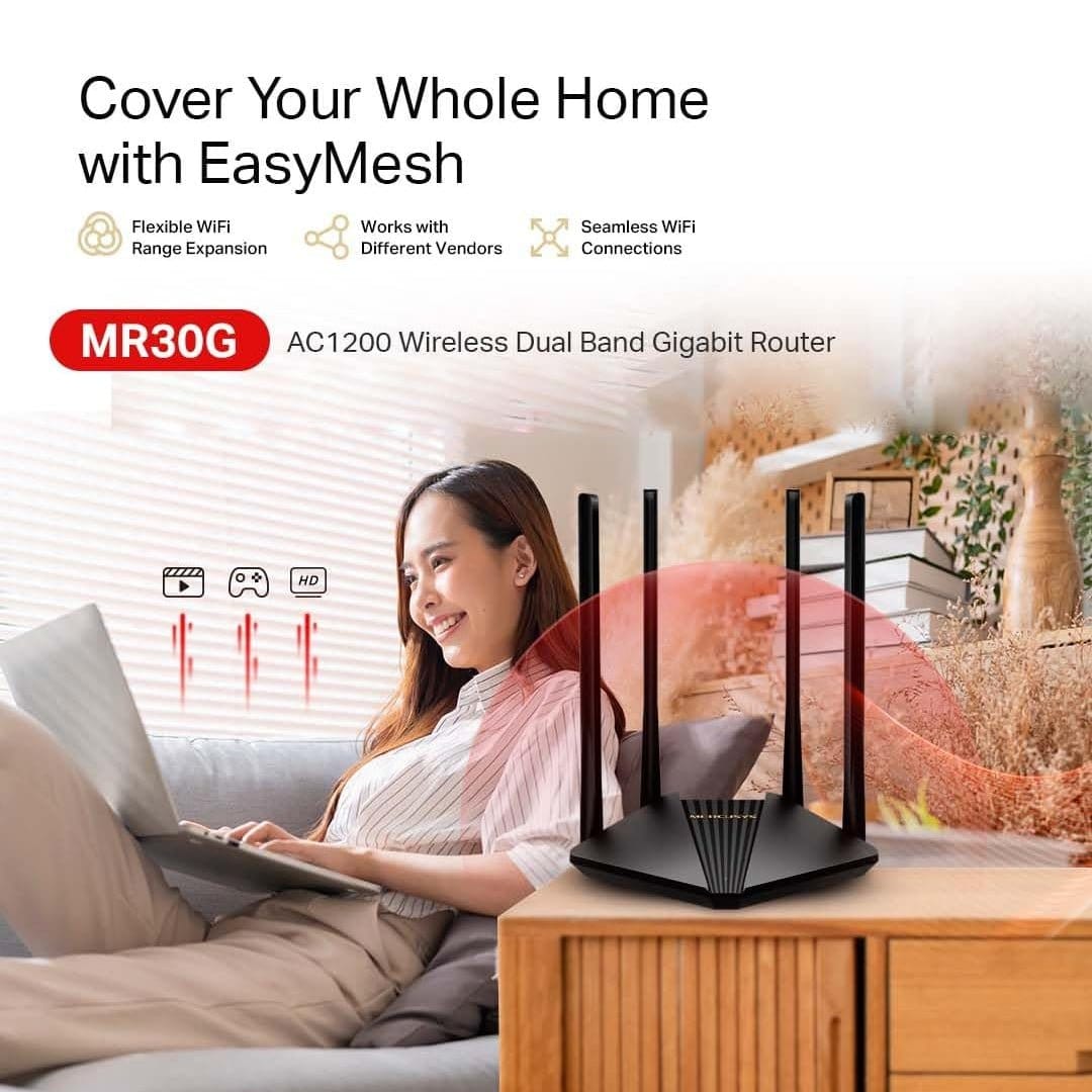 Mercusys MR30G | AC1200 Wireless Dual Band Gigabit Router - متجر نصر