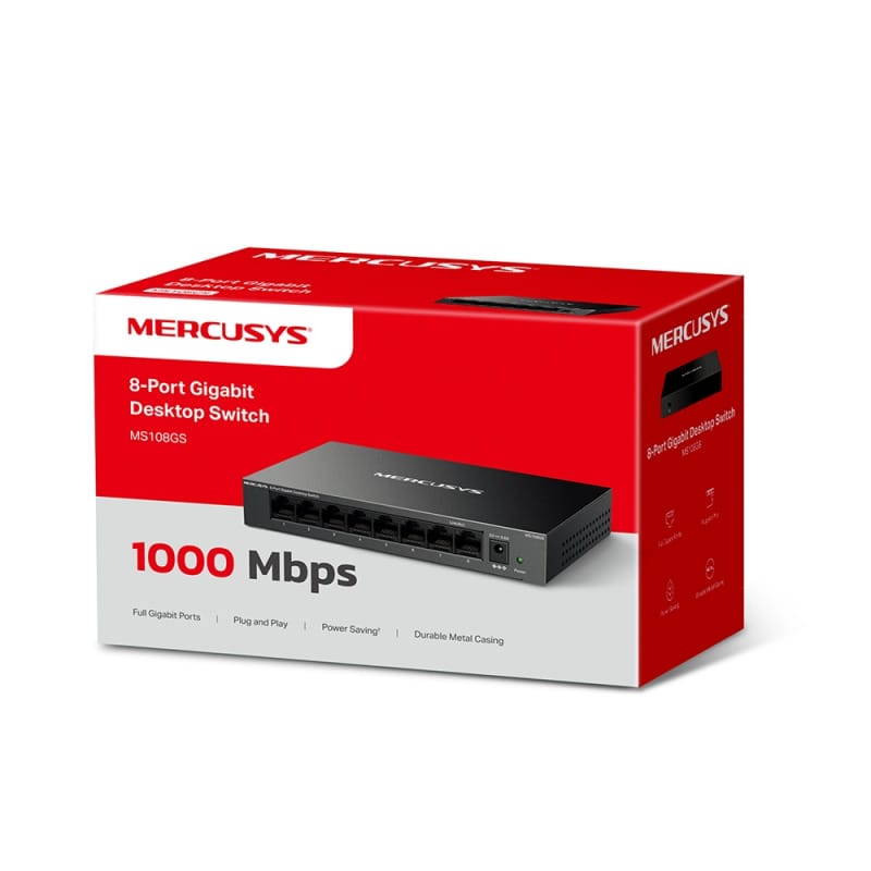 Mercusys MS108GS | 8-Port Gigabit Desktop Switch (Black) - متجر نصر