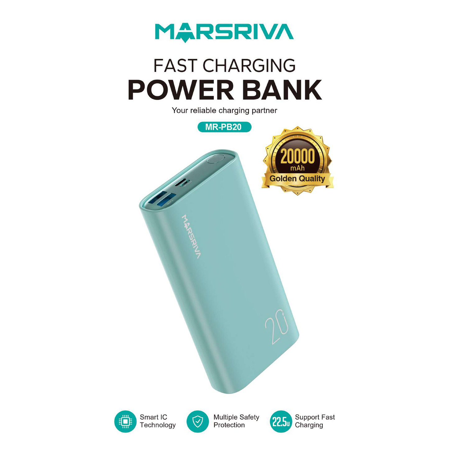 MARSRIVA Power Bank 20000mAh Fast Charging | MR-PB20 - متجر نصر