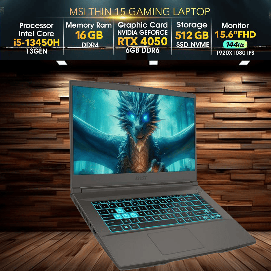 MSI Thin 15 | i5-13420H | RTX 4050 | 16GB Ram | 512SSD | B13VE - متجر نصر