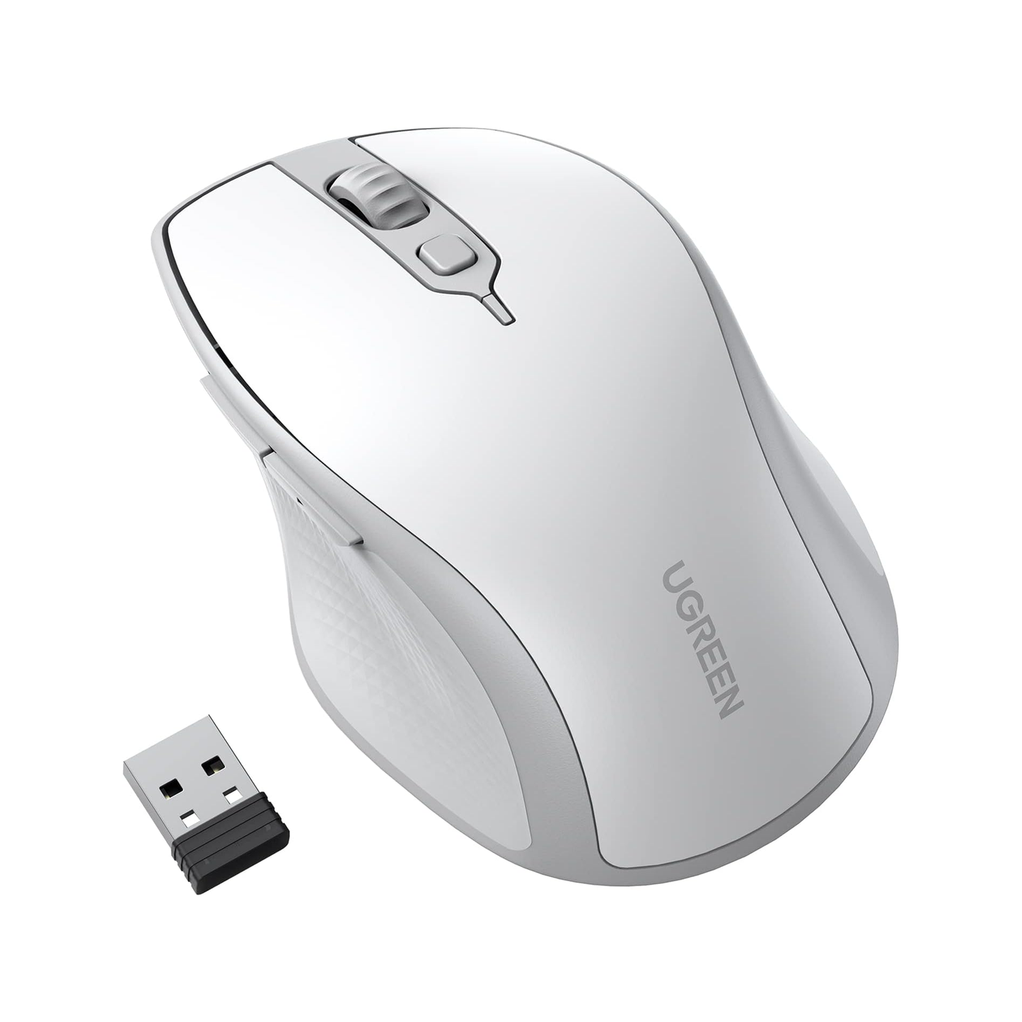 UGREEN Ergonomic Wireless & BLT Mouse |Multicolor| MU101 White Gray #15805