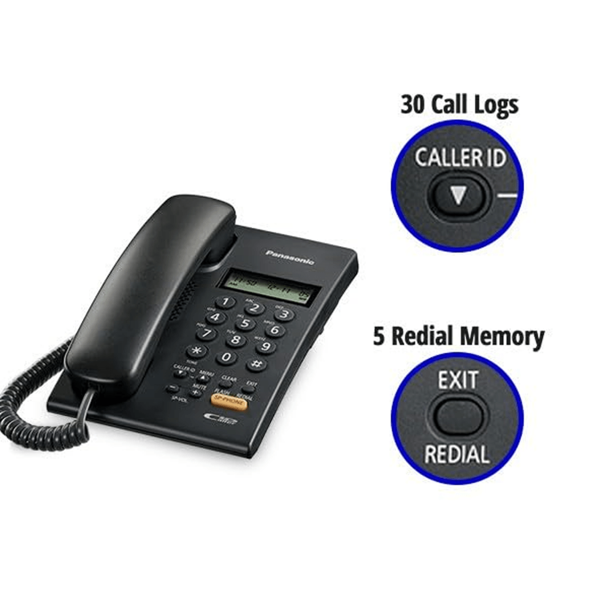 Panasonic KX-TSC62 Corded Phone - Black - متجر نصر