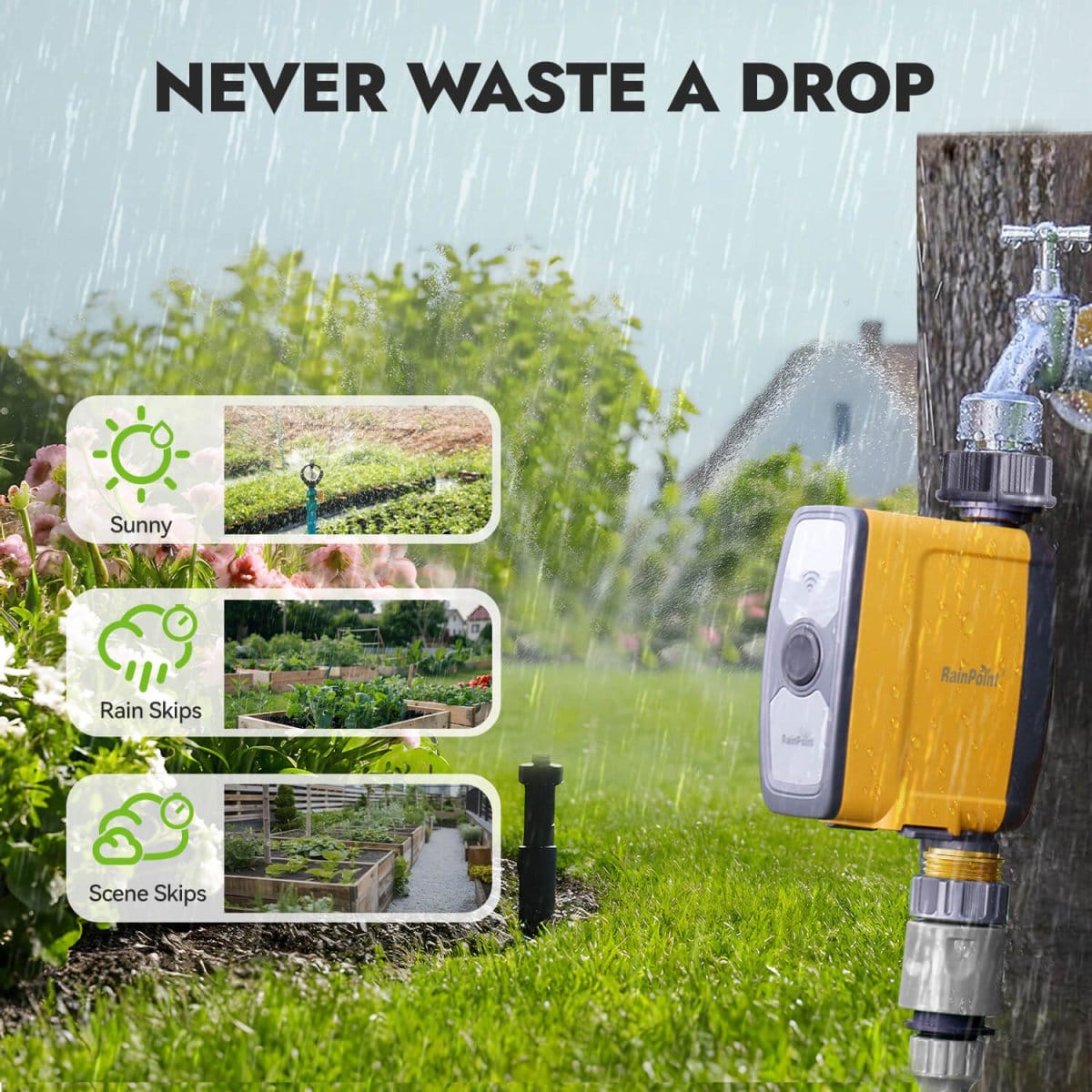 RainPoint WiFi Water Timer Kit (Valve + Smart Plug (EU) Socket) - متجر نصر