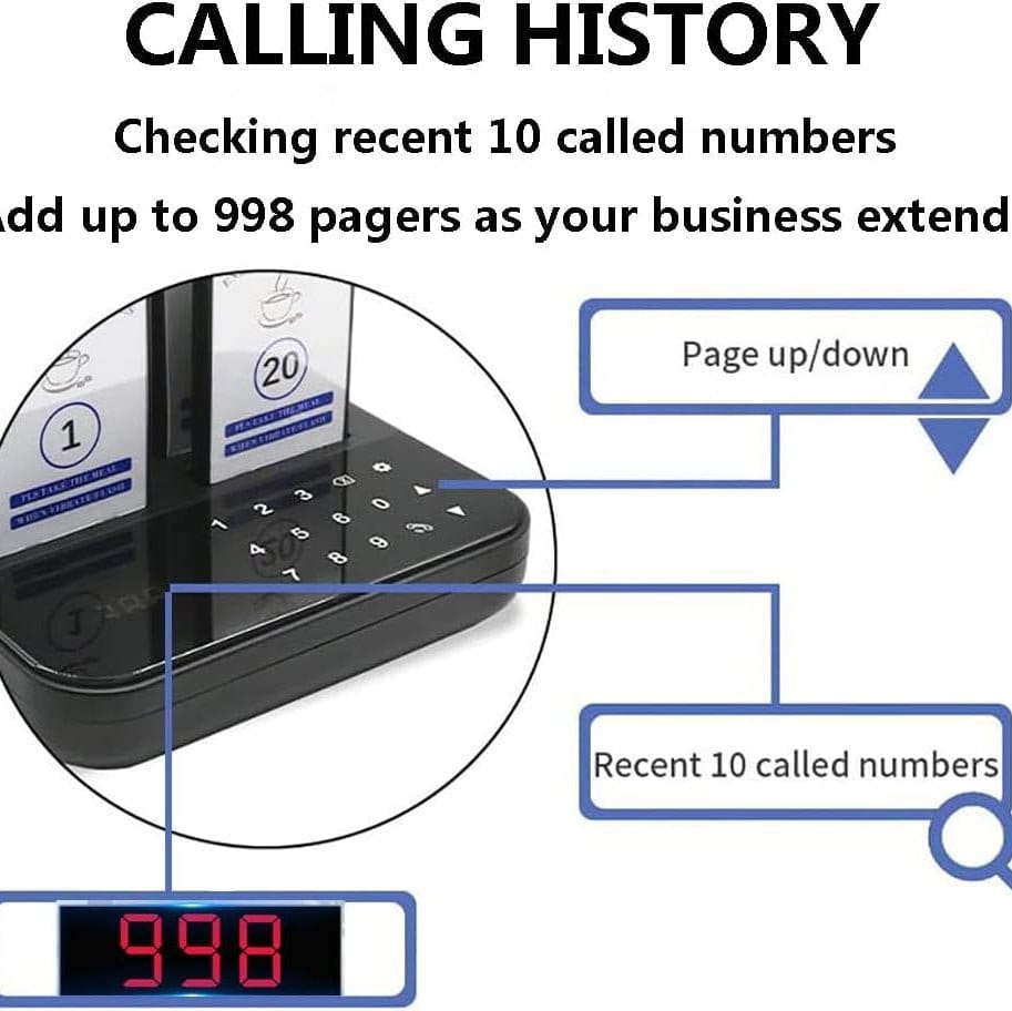 Wireless Vibration Calling System for Restaurant & Café 300m | 20 Pager - متجر نصر