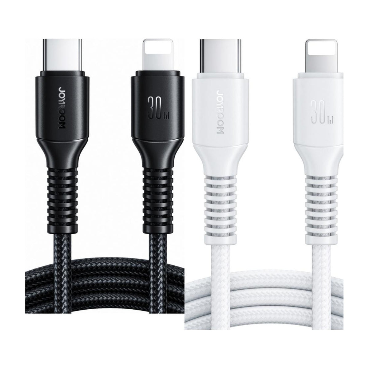 كيبل شحن سريع JOYROOM Long-Lasting Series مضفّر بالنايلون بطول 1m، 3A USB-A / 60W C إلى C / 30W C إلى Lightning | S-A9U - متجر نصر