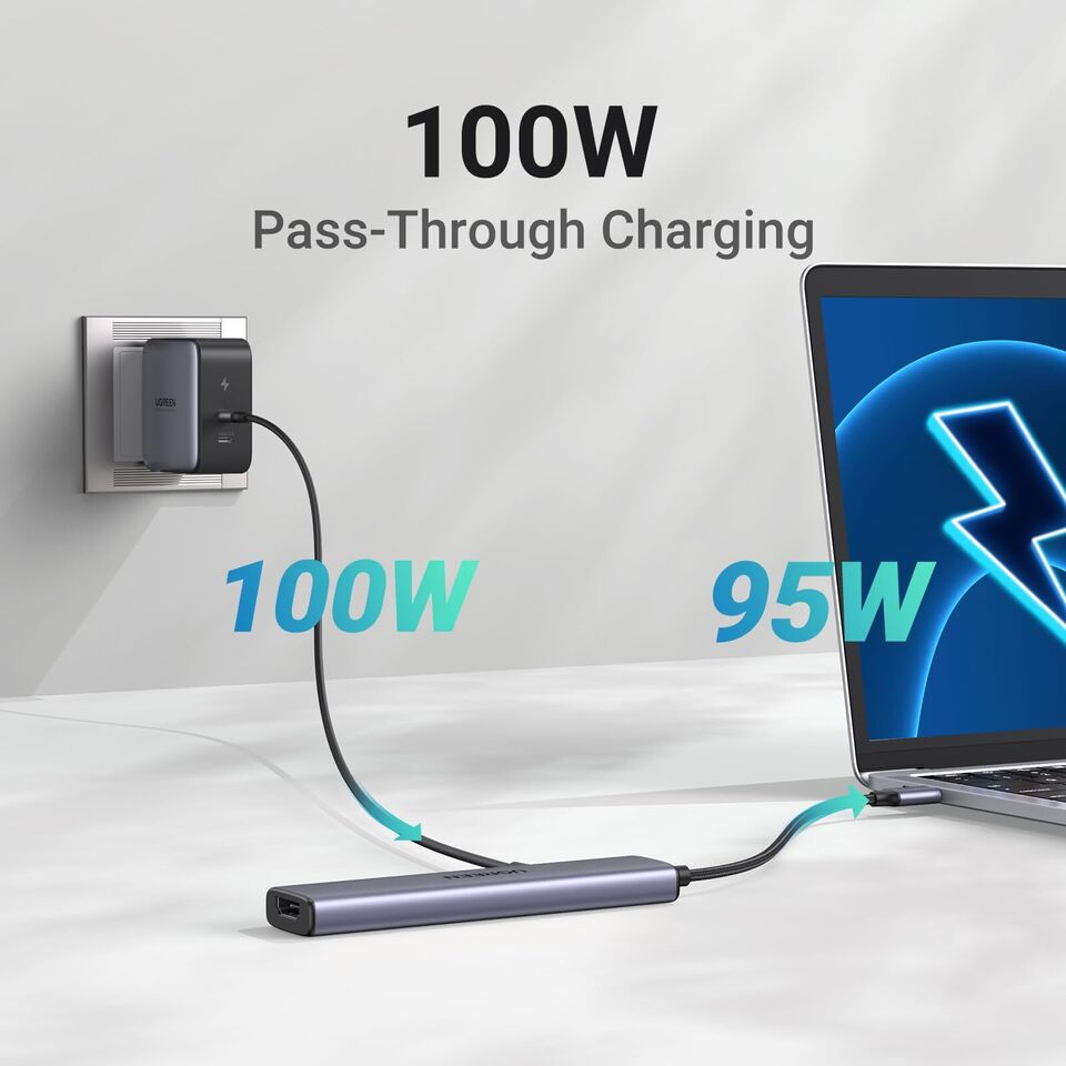 UGREEN USB-C to 1*USB 3.0 Up To 5Gpbs + 2*USB 2.0 Up To 480Mbps + HDMI Port With PD 100Watt Adapter / 15495