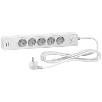 Schneider Accessories 1.5m Cable Black #ST945U1B Schneider Power Strip 5 Gang and 2 USB ports | White/Black | 1.5/3 Meter | EU Plug