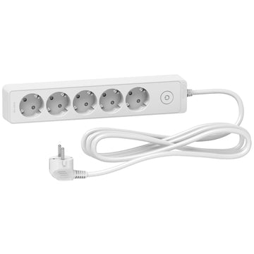 Schneider Accessories 3m Cable White #ST9453W Schneider Power Strip 5 Gang | White/Black | 3 Meter | EU Plug