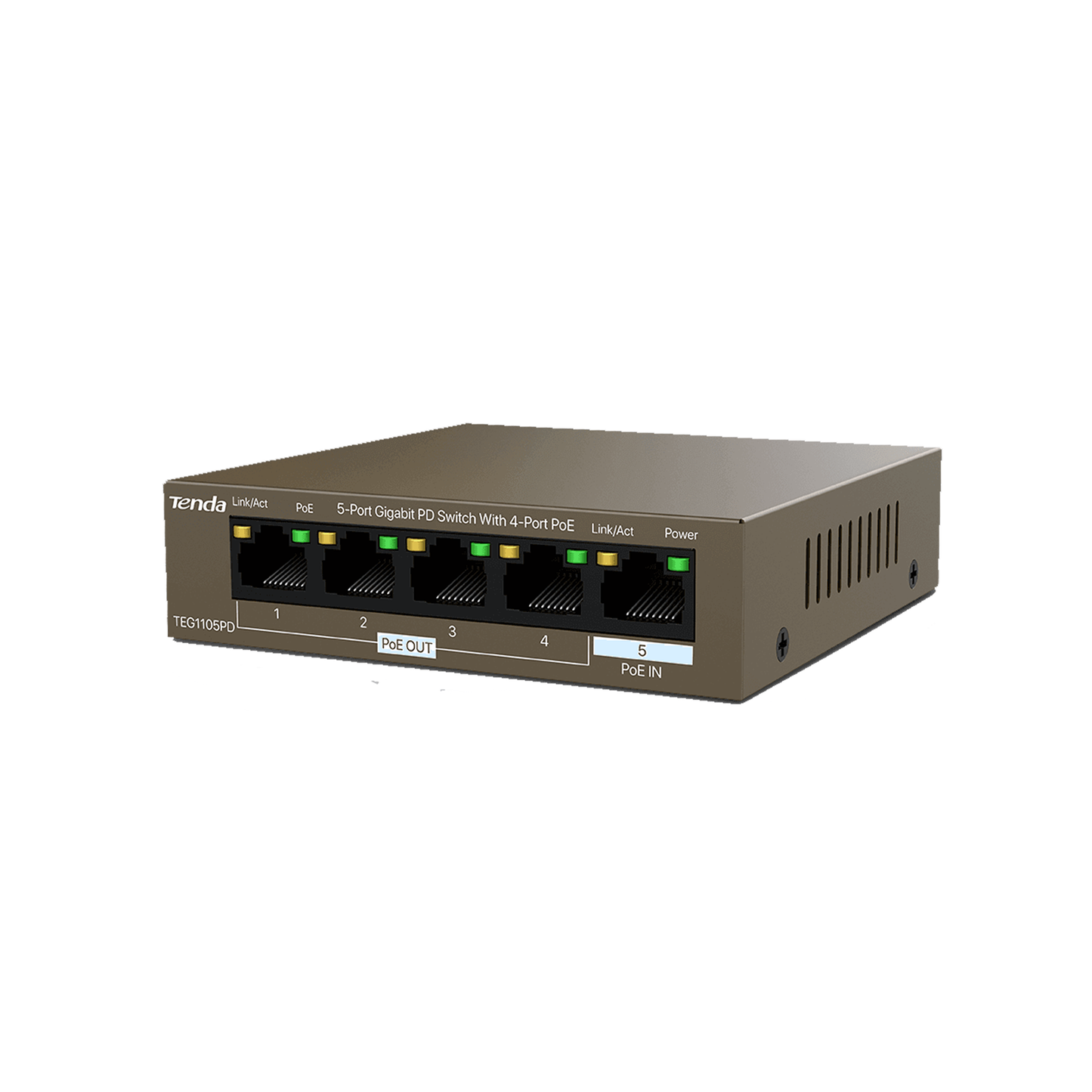 Tenda 5-Port Gigabit PD Switch With 4-Port PoE (Powered By POE Uplink) /TEG1105PD