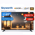 Skyworth Screen Skyworth 65Q6800H 65 Inch QLED 4K UHD Smart TV | Google TV | 120Hz | HDR10+ | Voice Control | Wi-Fi | Bluetooth