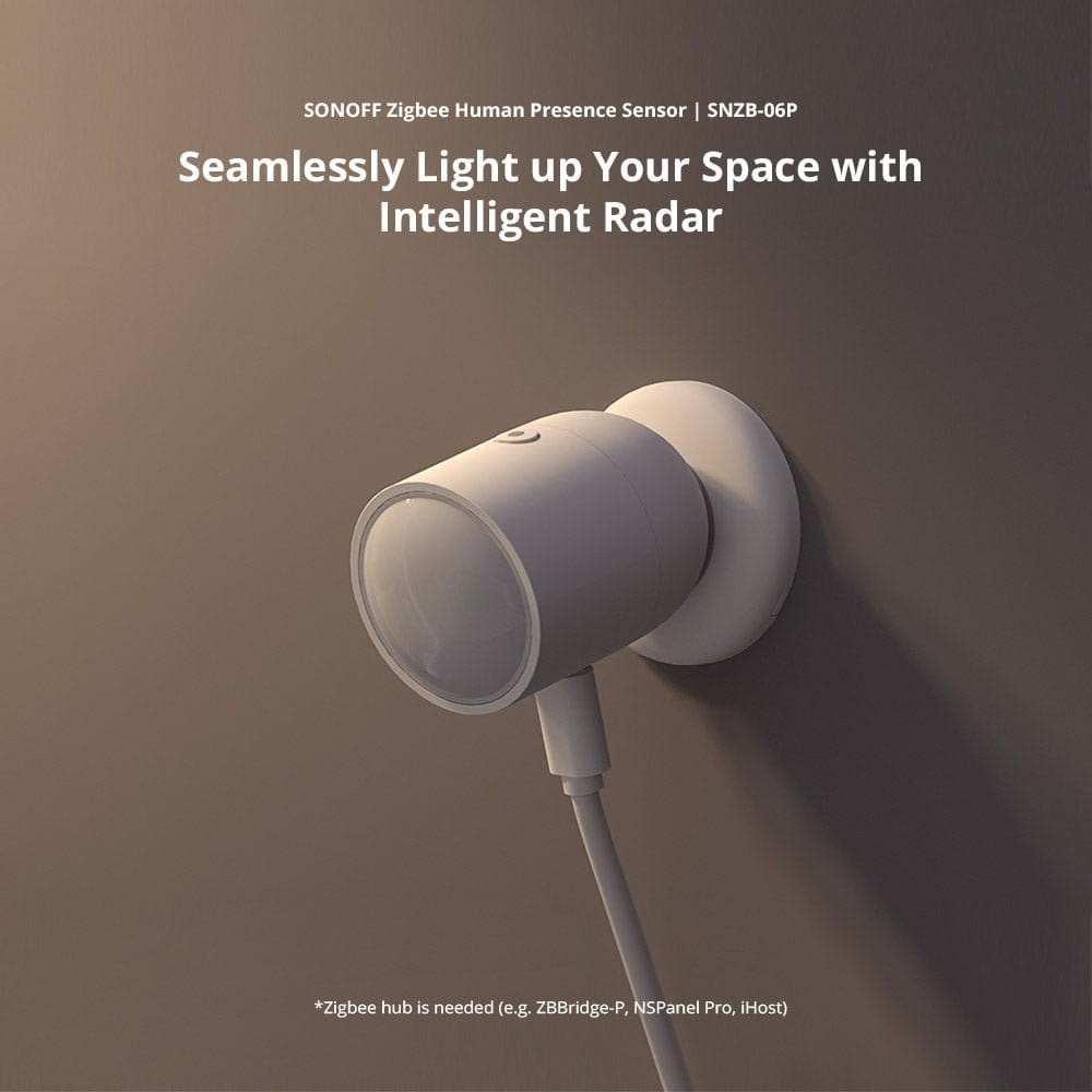 مستشعر الوجود البشري Sonoff SNZB-06P Zigbee - كشف متقدم لموجات المليمتر مع استشعار الضوء ومدى 4 أمتار - متجر نصر