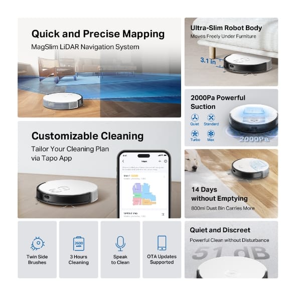 Tapo MagSlim™ LiDAR Navigation Robot Vacuum / Tapo RV20 - متجر نصر