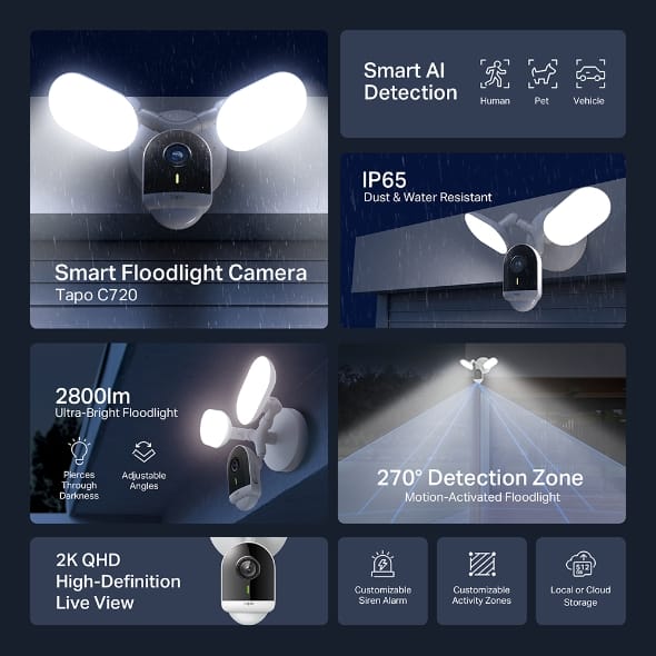 4mp Outdoor Smart Floodlight Camera Tapo C720 - متجر نصر