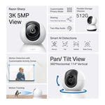 Tapo Surveillance Camera 5mp Pan/Tilt AI Home Security Wi-Fi Camera Tapo | TC74