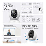 Tapo Surveillance Camera Tapo C230 Pan/Tilt AI Home Security Wi-Fi Camera 5mp Indoor Camera