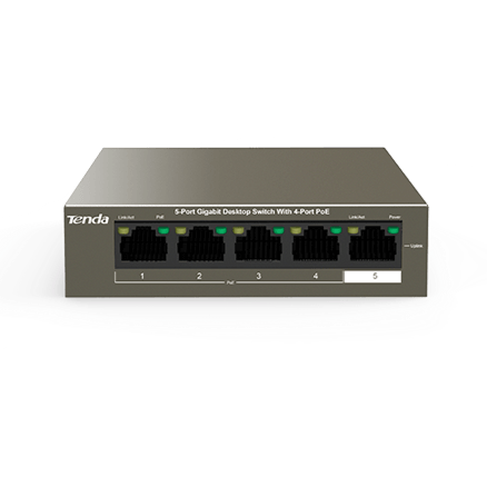 Tenda 5-Port Desktop Switch with 4-Port PoE | TEF1105P-4-63W - متجر نصر