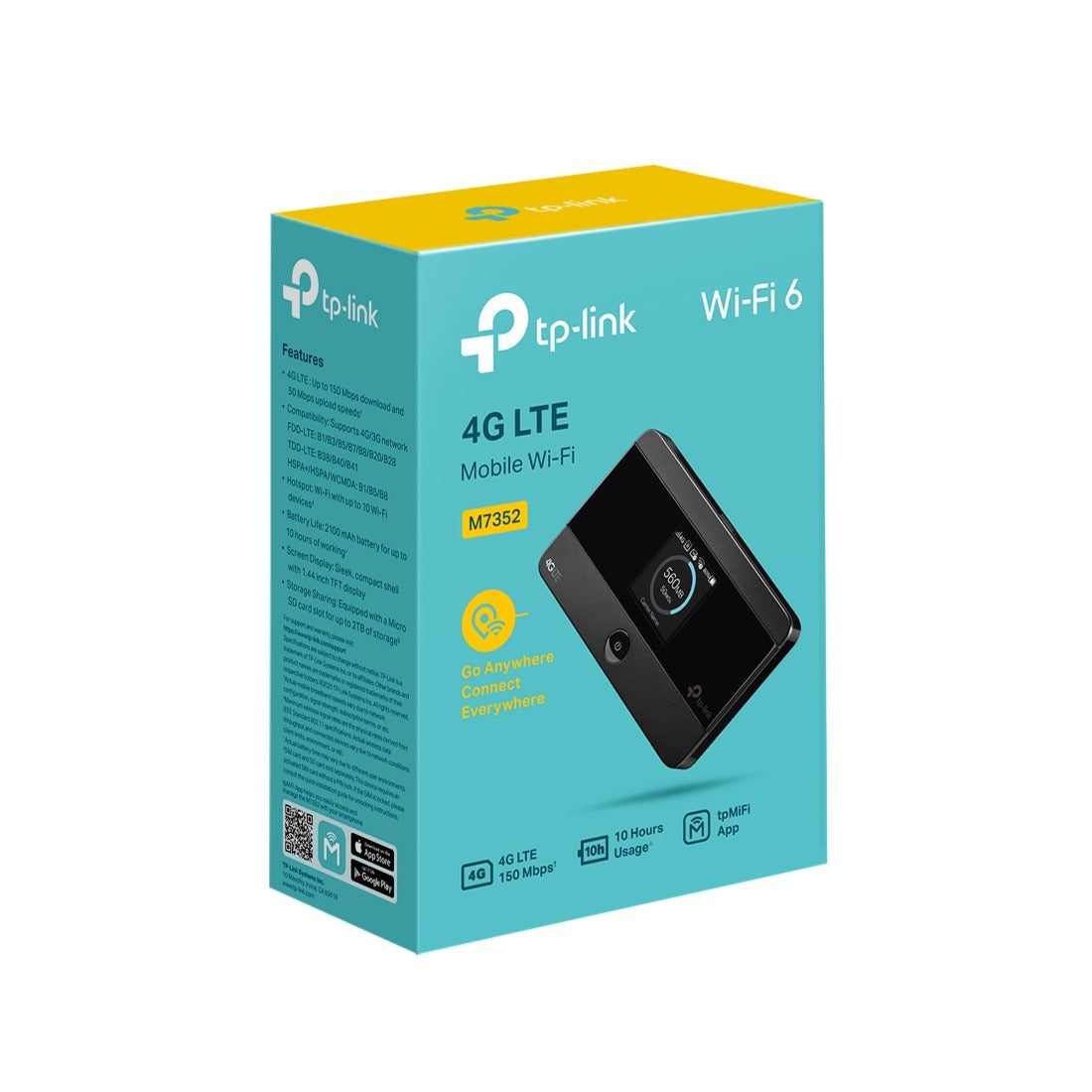 جهاز واي فاي متنقل TP-Link بشريحة 4G LTE Cat4 بسرعة 150Mbps وواي فاي Wi-Fi 6 | M7352 - متجر نصر