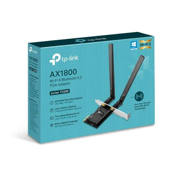 كرت شبكة AX1800 Wi-Fi 6 Bluetooth 5.2 PCIe /Archer TX20E - متجر نصر