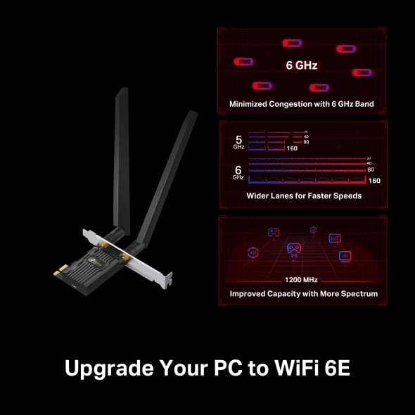 AXE5400 Wi-Fi 6E Bluetooth 5.3 PCIe Adapter / Archer TXE72E - متجر نصر