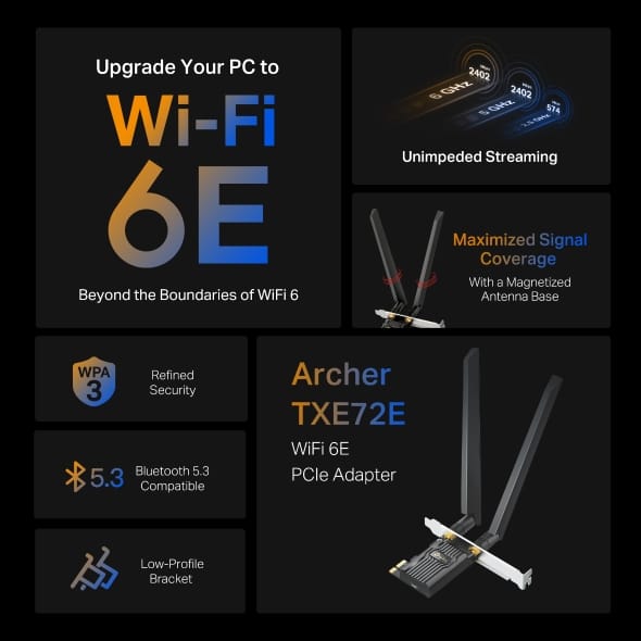 AXE5400 Wi-Fi 6E Bluetooth 5.3 PCIe Adapter / Archer TXE72E - متجر نصر