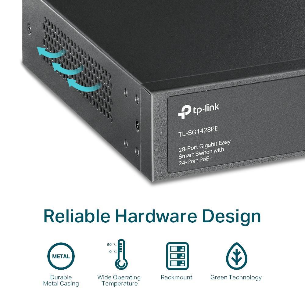 TP-Link 28-Port Gigabit Easy Smart PoE+ Switch / TL-SG1428PE - متجر نصر