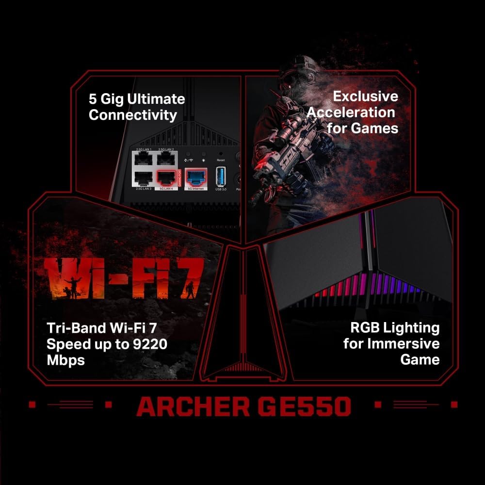Tp-Link Archer GE550 | BE9300 Tri-Band Wi-Fi 7 Gaming Router - متجر نصر