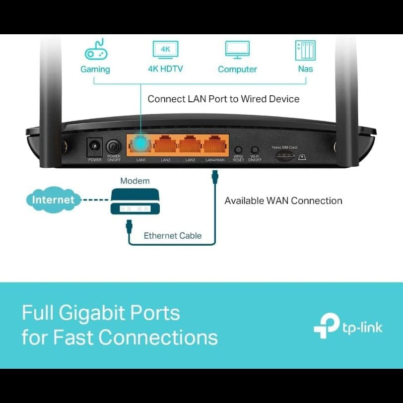 TP-Link Archer MR500 | 4G+ Cat6 AC1200 Wireless Dual Band Gigabit Router - متجر نصر