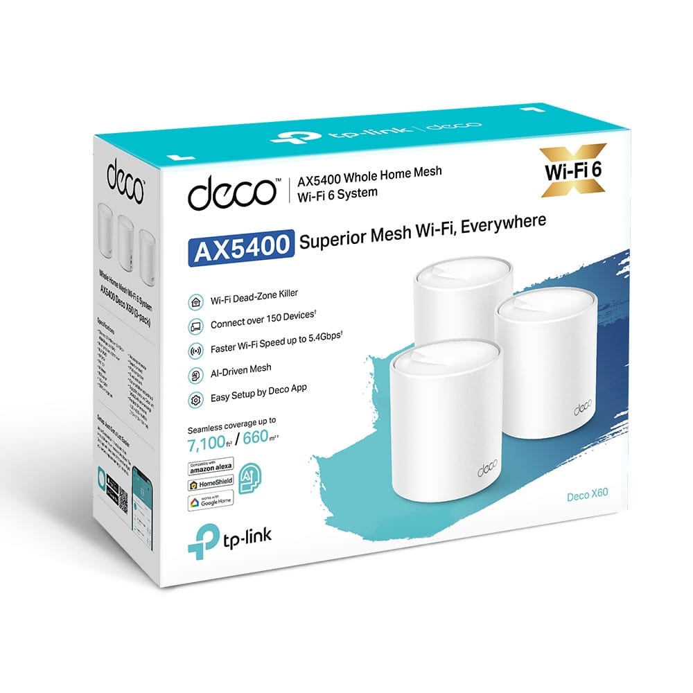 نظام  شبكة منزلية كاملة (3 عبوات)| TP-Link AX5400 Wi-Fi 6 / Deco X60  - متجر نصر