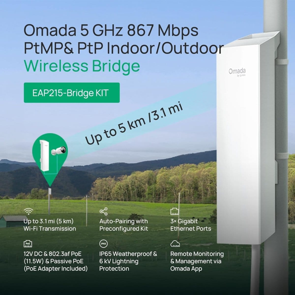 TP-Link Omada EAP215 Point to Point Wireless Bridge Kit Outdoor - متجر نصر