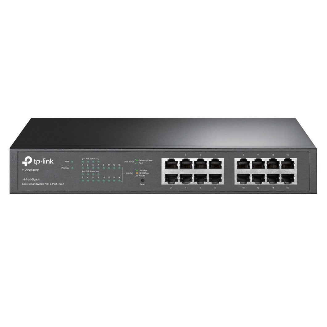 TP-Link® JetStream 16-Port Gigabit Easy Smart PoE Switch with 8-Port PoE+, 150W | TL-SG1016PE - متجر نصر