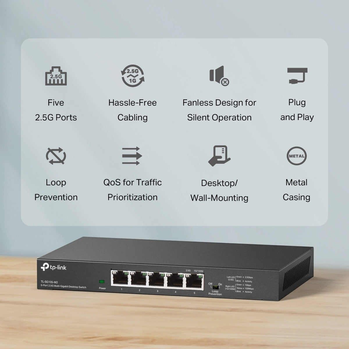 TP-Link® 5-Port 2.5G Multi-Gigabit Desktop Switch, Metal Casing | TL-SG105-M2 - متجر نصر