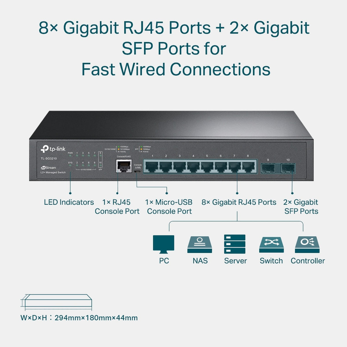 TP-Link JetStream 8-Port Gigabit Managed Switch with 2 SFP Slots | TL-SG3210 - متجر نصر