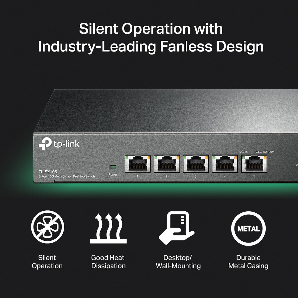 سويتش TP-Link مكتبي 5 منافذ 10G Multi-Gigabit بهيكل معدني | TL-SX105 - متجر نصر